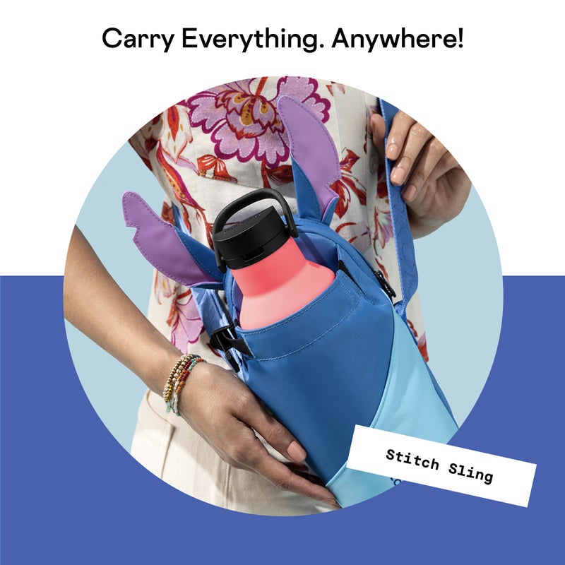 Corkcicle x Disney Stitch Crossbody Water Bottle Sling Bag  Fits 16 oz to 40 oz Tumbler - Water Bottle Holder with Strap and Padded Interior Securely Holds Bottle  Cards  Phone  Keys  and More - Image 3